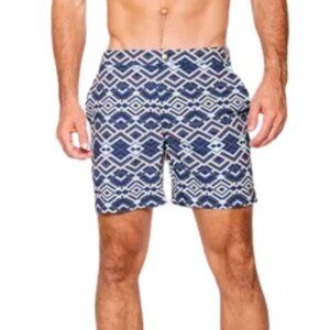 ARGYLE GRANT Men's Art Deco Ocean Shorts Sz: M - Blues, Tan